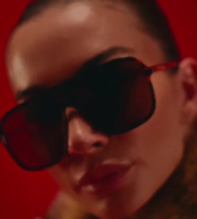 River Island campaign featuring sunglasses and a textured jacket